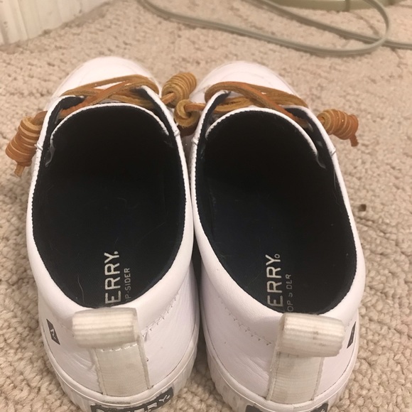 Sperry Leather Tennis Shoes White 6 - Picture 2 of 4